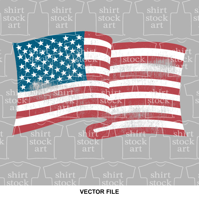 American Flag Distressed – T Shirt Stock Art