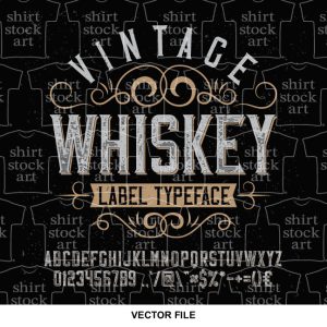 Ornate Shield Vintage Label Whiskey Distressed