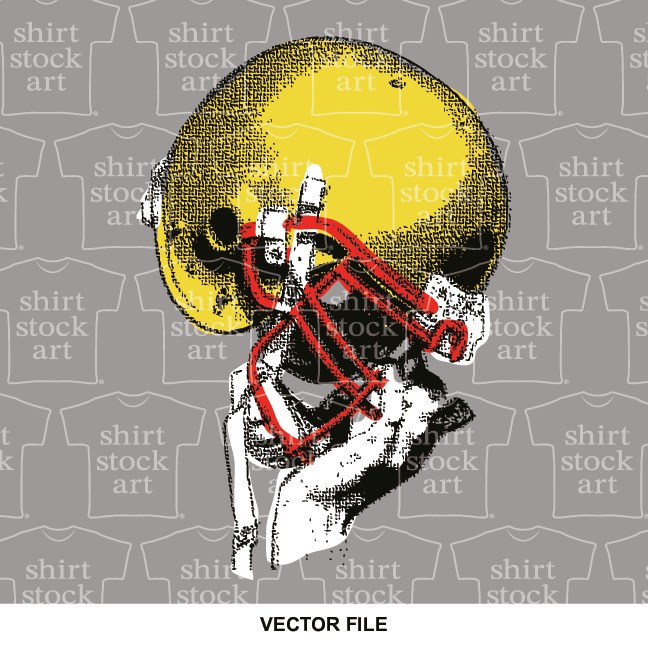 Raised Football Helmet Retro Vintage